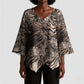 African Safari Zebra Leopard Swirl Pattern Kimono Sleeve Blouse