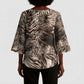 African Safari Zebra Leopard Swirl Pattern Kimono Sleeve Blouse