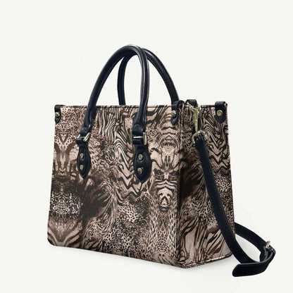 African Safari Zebra Leopard Swirl Pattern Leather Bag