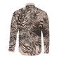 African Safari Zebra Leopard Swirl Pattern Long Sleeve Button Shirt