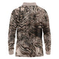 African Safari Zebra Leopard Swirl Pattern Long Sleeve Polo Shirt