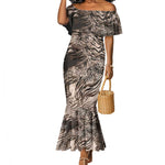 African Safari Zebra Leopard Swirl Pattern Mermaid Dress
