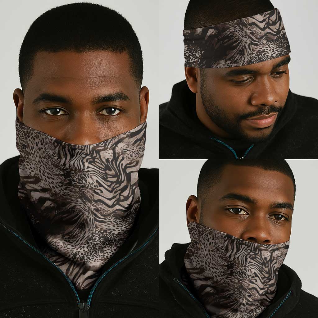 African Safari Zebra Leopard Swirl Pattern Neck Gaiter