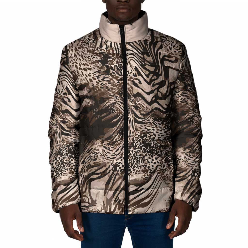 African Safari Zebra Leopard Swirl Pattern Padded Jacket