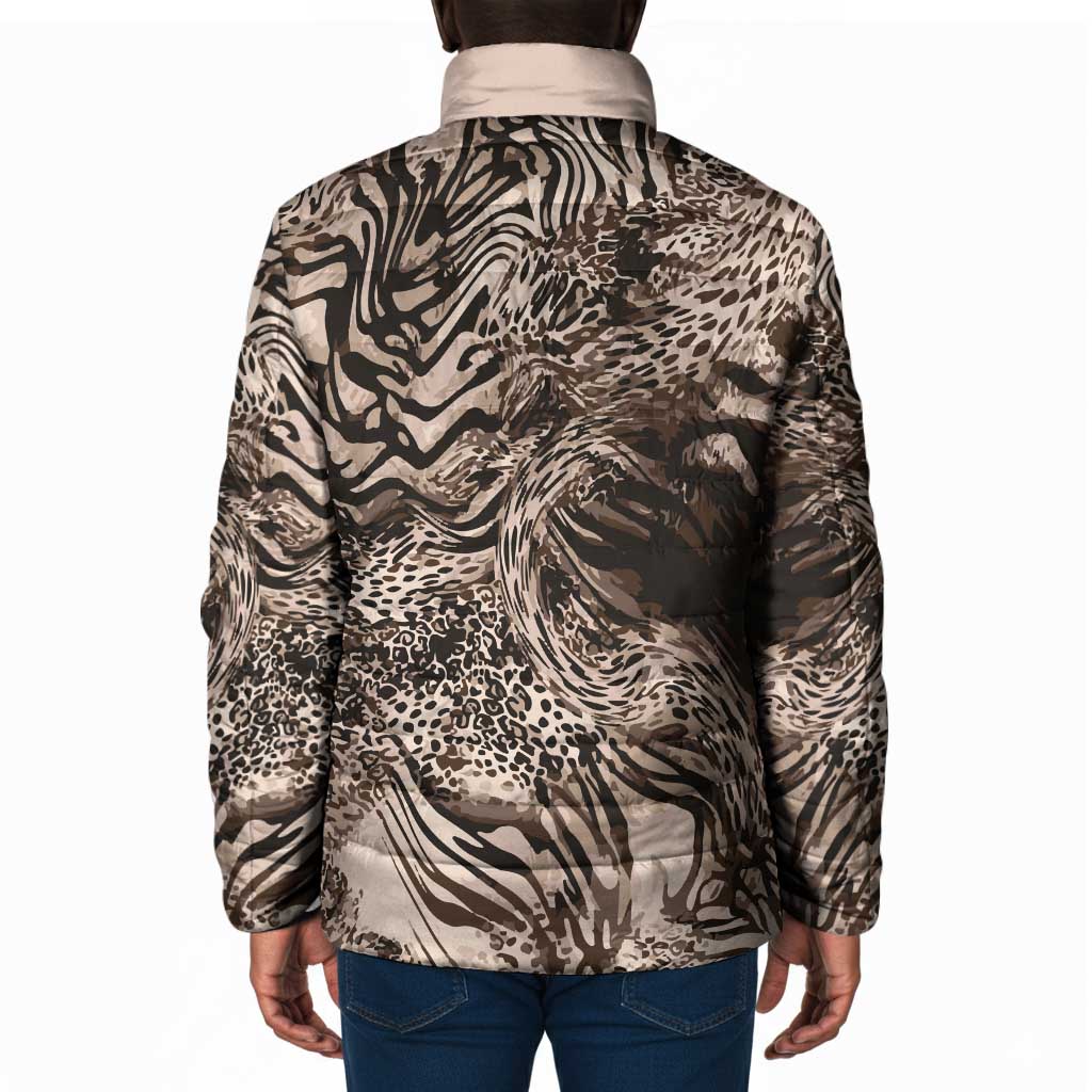 African Safari Zebra Leopard Swirl Pattern Padded Jacket