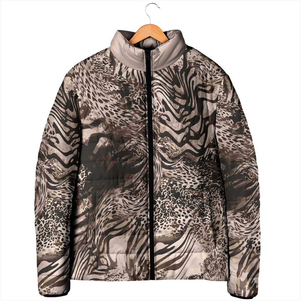 African Safari Zebra Leopard Swirl Pattern Padded Jacket
