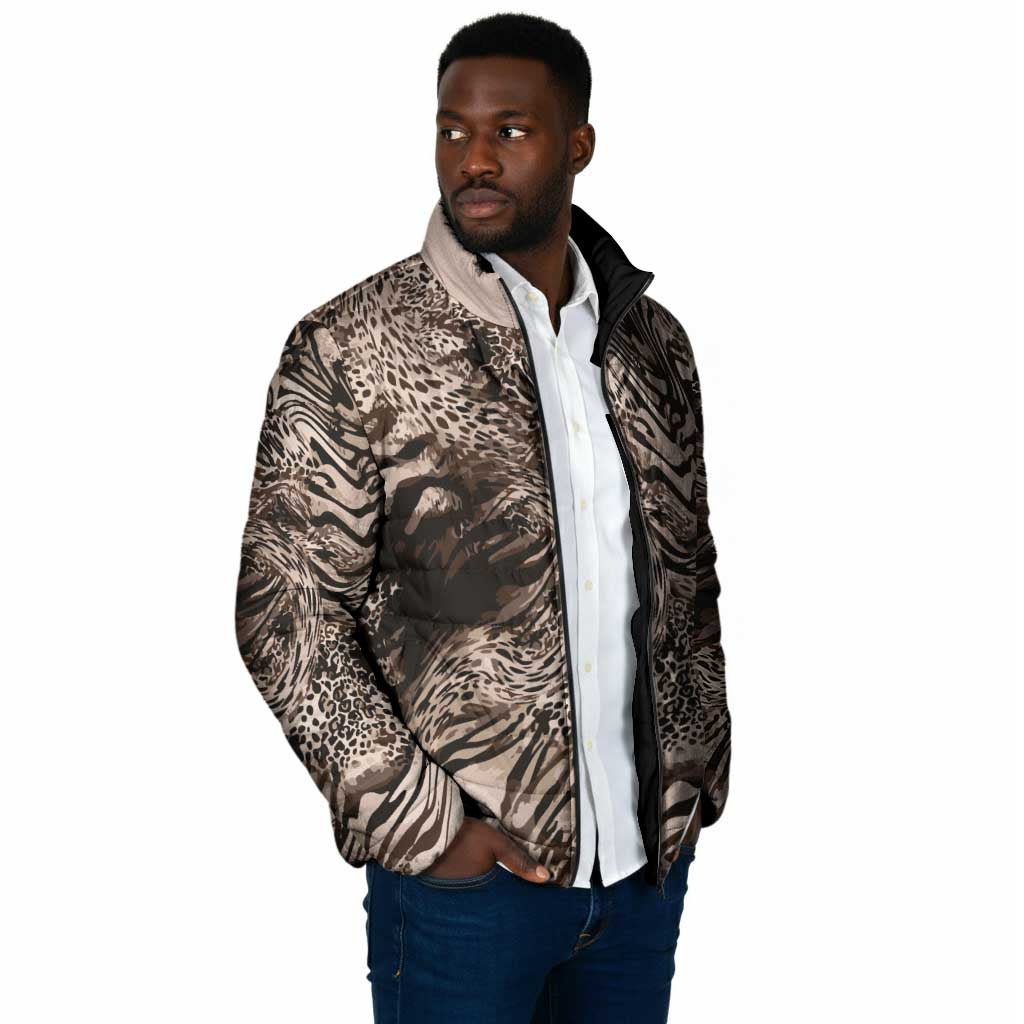 African Safari Zebra Leopard Swirl Pattern Padded Jacket