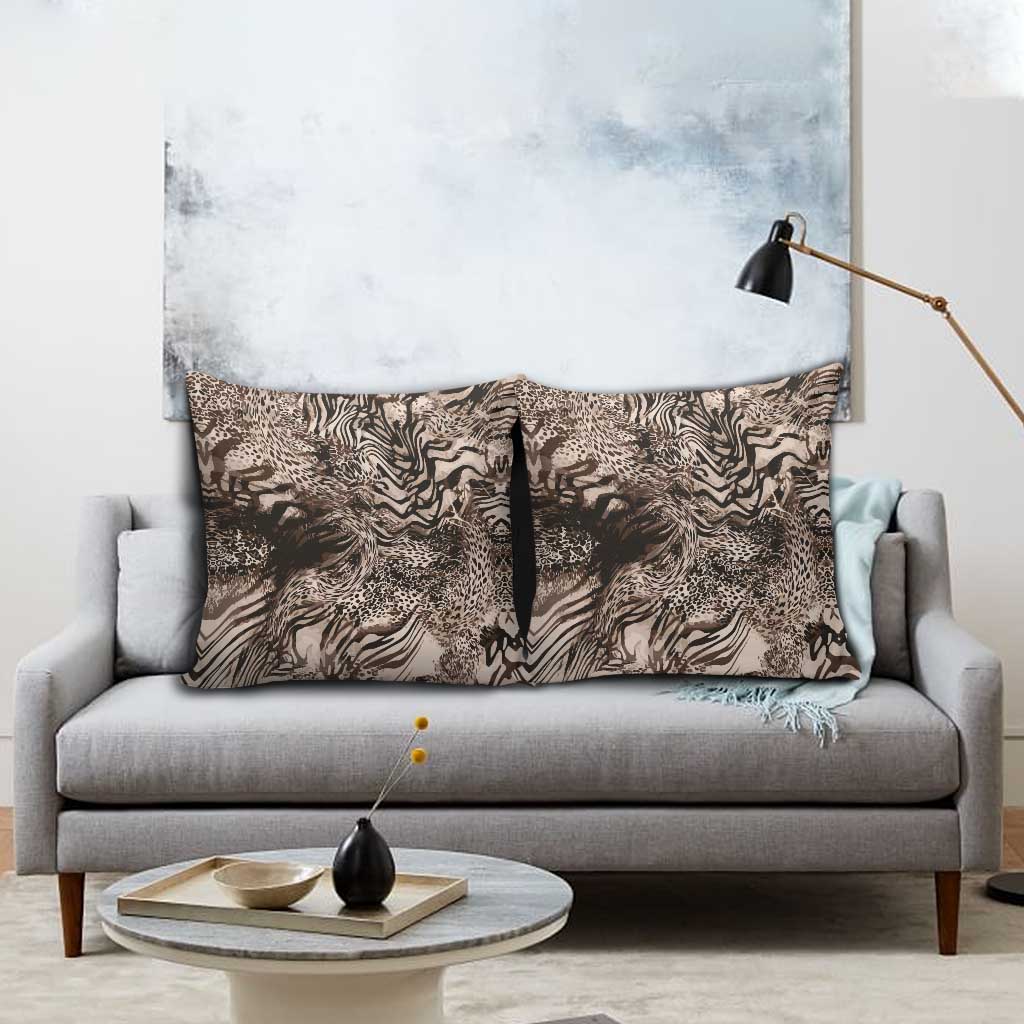 African Safari Zebra Leopard Swirl Pattern Pillow Cover