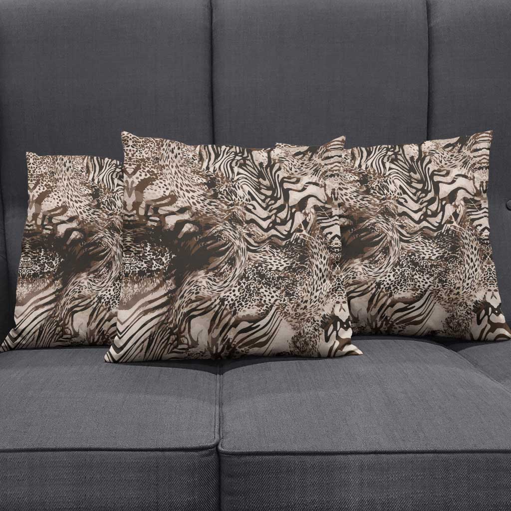 African Safari Zebra Leopard Swirl Pattern Pillow Cover