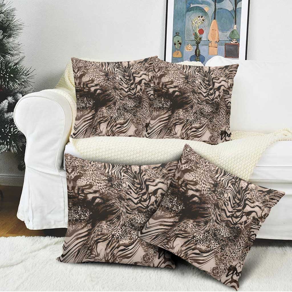 African Safari Zebra Leopard Swirl Pattern Pillow Cover