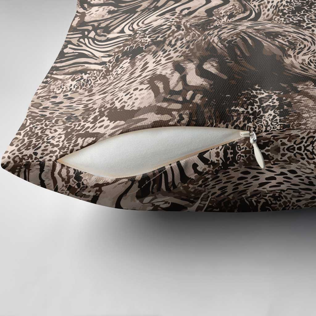 African Safari Zebra Leopard Swirl Pattern Pillow Cover