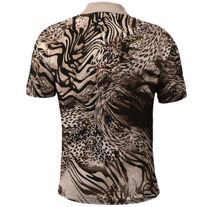 African Safari Zebra Leopard Swirl Pattern Polo Shirt