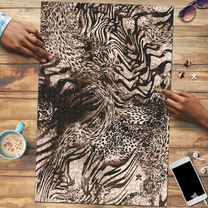 African Safari Zebra Leopard Swirl Pattern Puzzle