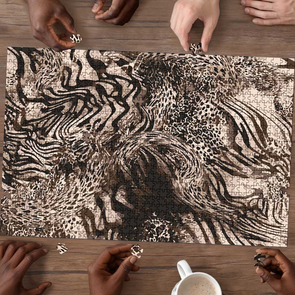 African Safari Zebra Leopard Swirl Pattern Puzzle