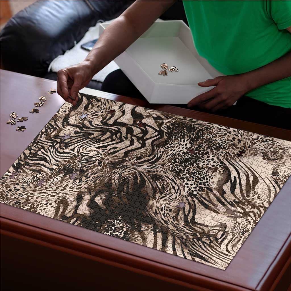 African Safari Zebra Leopard Swirl Pattern Puzzle