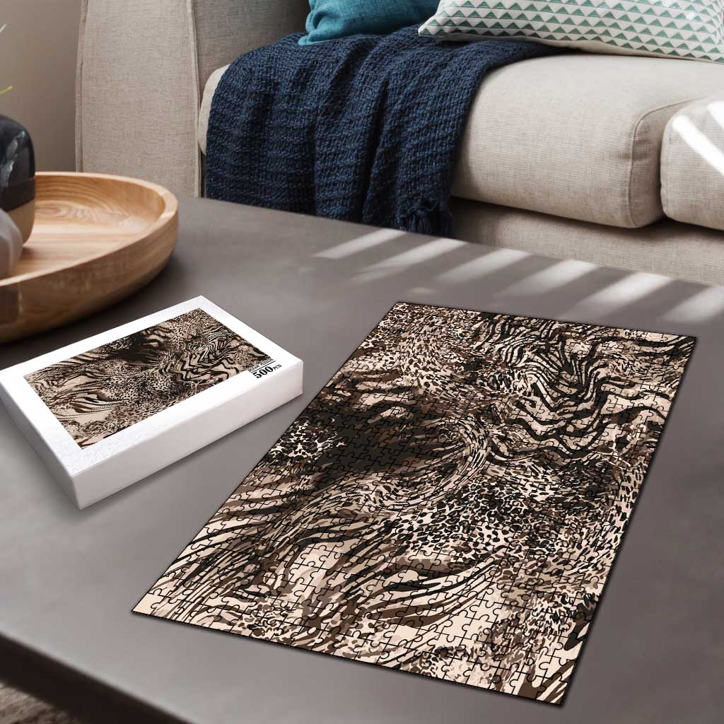 African Safari Zebra Leopard Swirl Pattern Puzzle