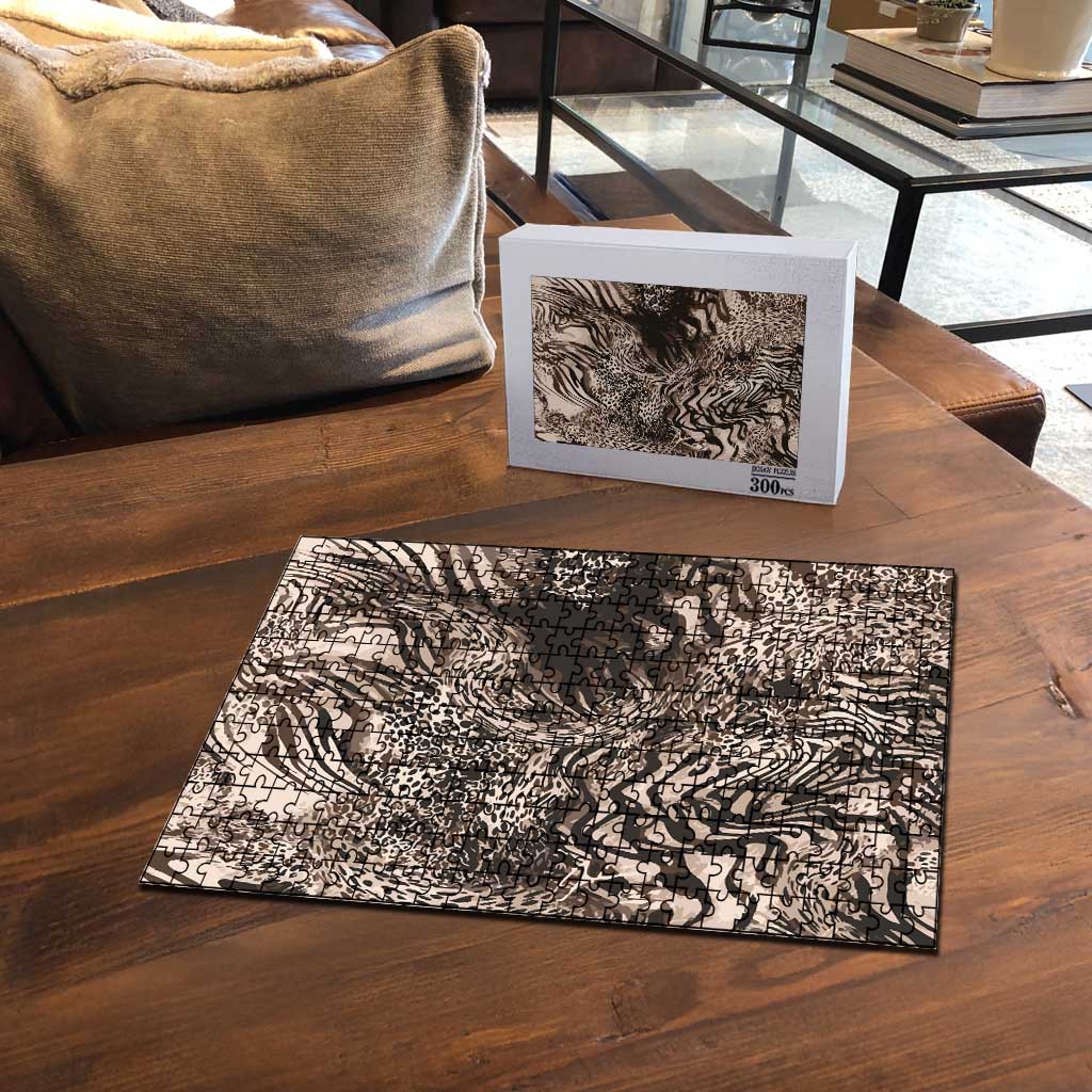 African Safari Zebra Leopard Swirl Pattern Puzzle