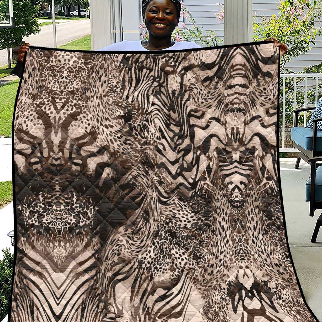 African Safari Zebra Leopard Swirl Pattern Quilt