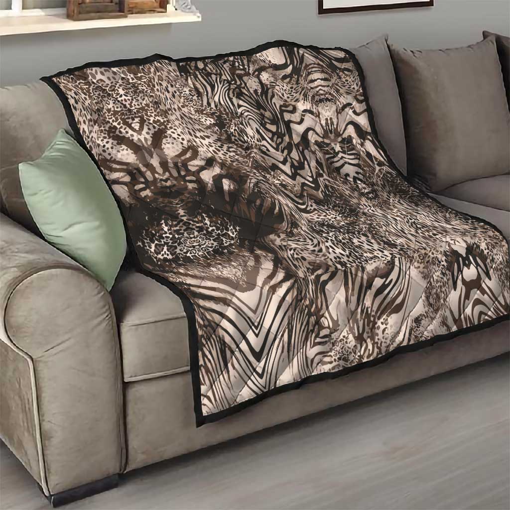African Safari Zebra Leopard Swirl Pattern Quilt