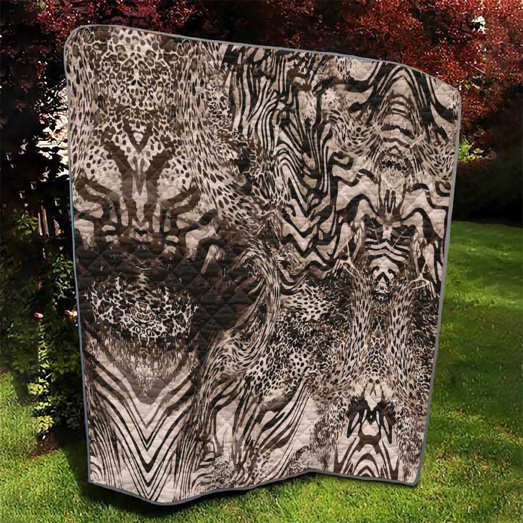 African Safari Zebra Leopard Swirl Pattern Quilt