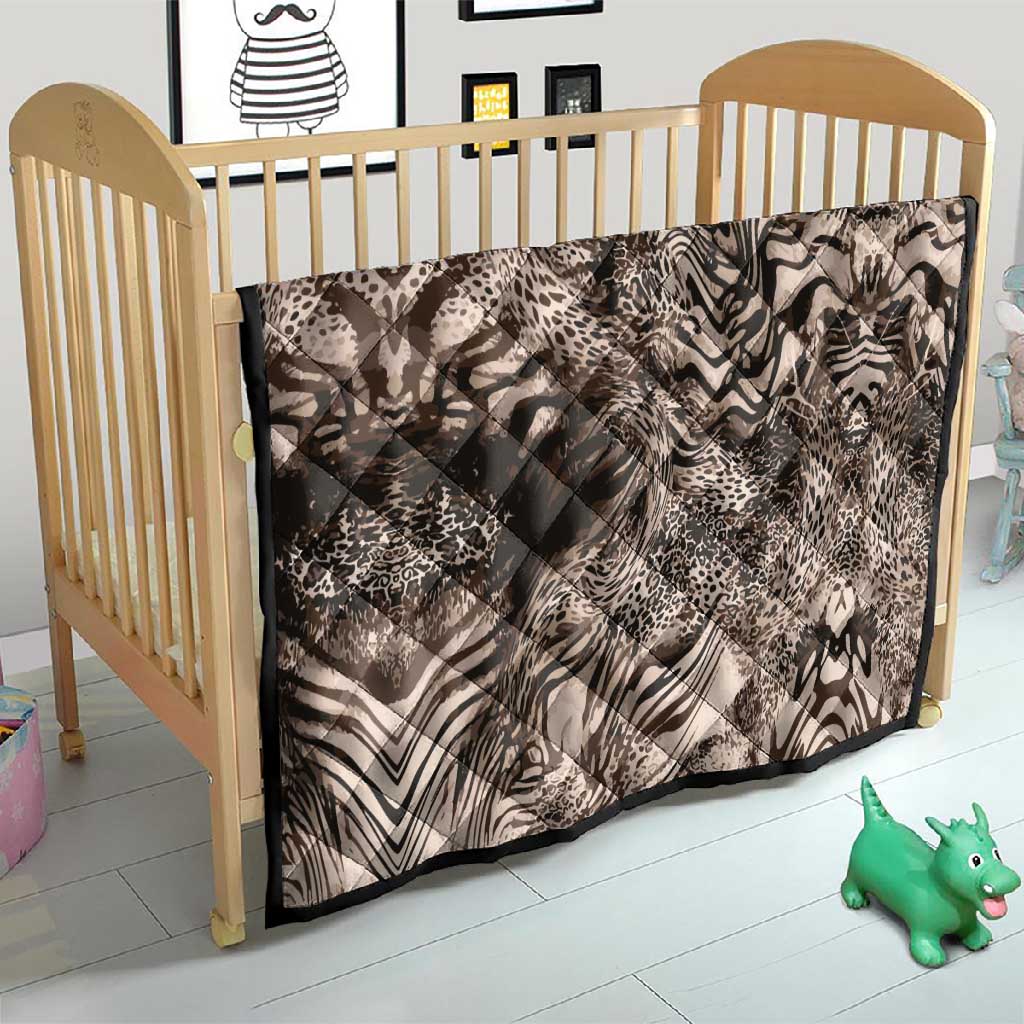 African Safari Zebra Leopard Swirl Pattern Quilt