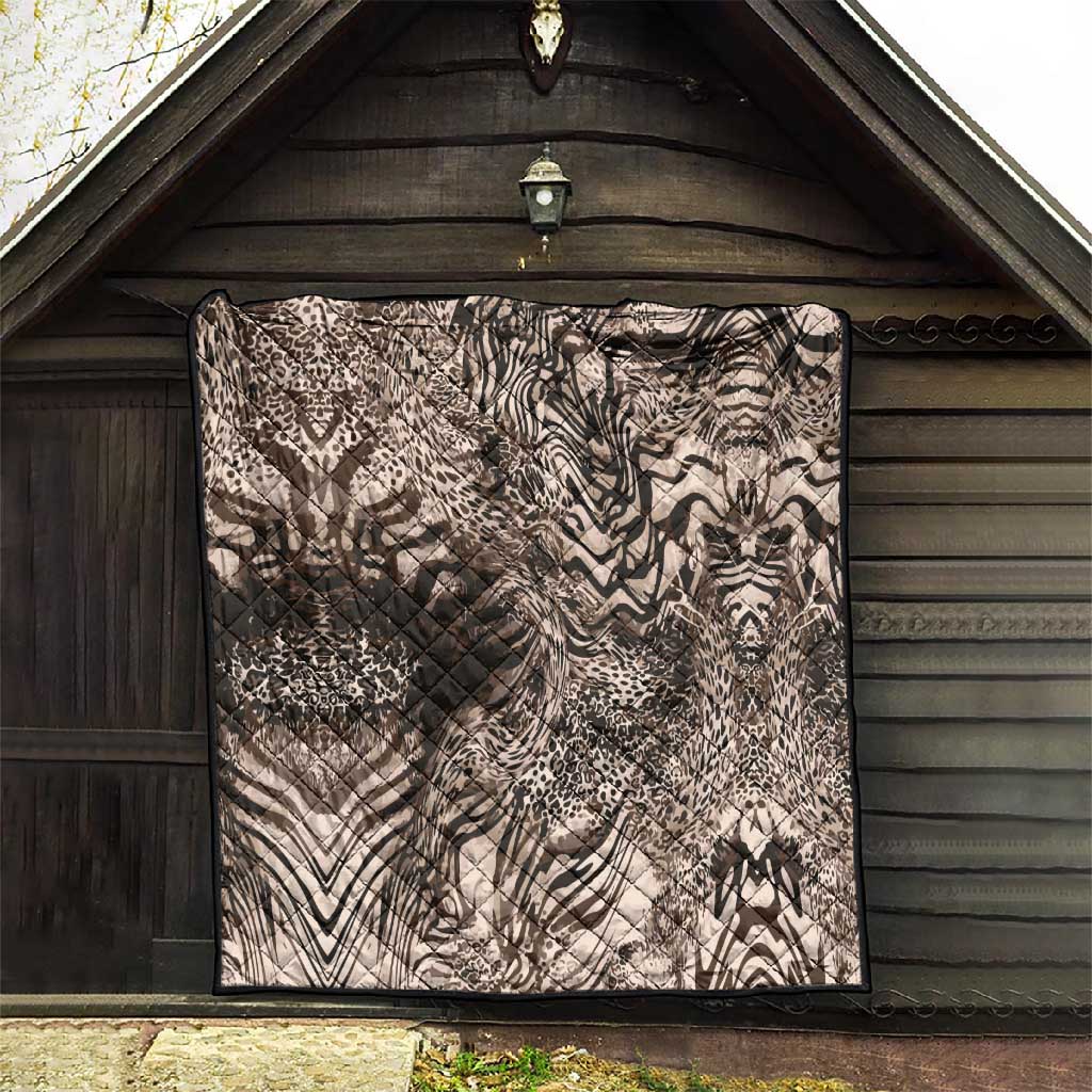 African Safari Zebra Leopard Swirl Pattern Quilt