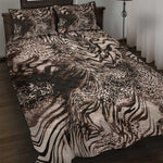 African Safari Zebra Leopard Swirl Pattern Quilt Bed Set