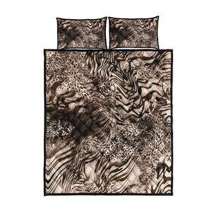 African Safari Zebra Leopard Swirl Pattern Quilt Bed Set