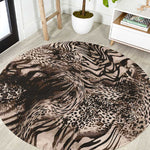 African Safari Zebra Leopard Swirl Pattern Round Carpet