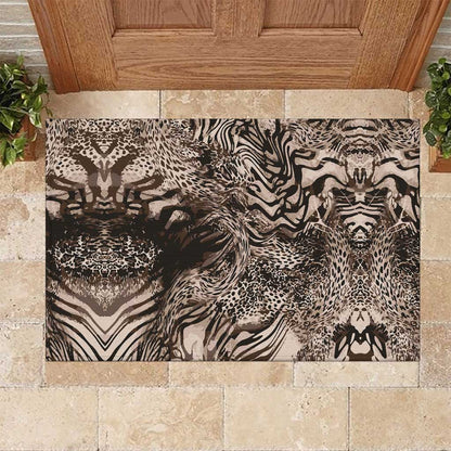 African Safari Zebra Leopard Swirl Pattern Rubber Doormat