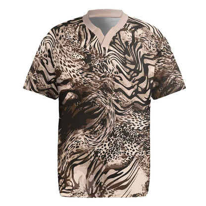 African Safari Zebra Leopard Swirl Pattern Rugby Jersey