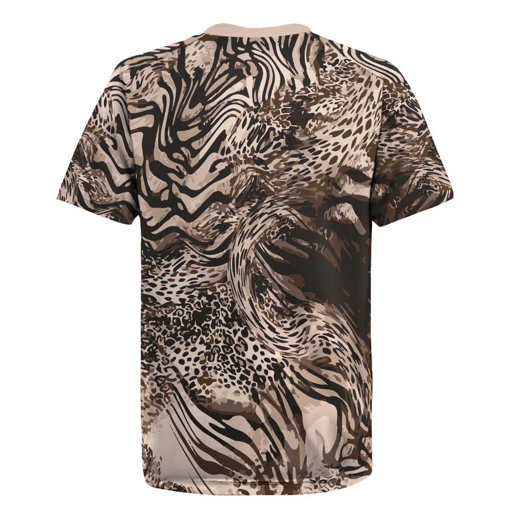 African Safari Zebra Leopard Swirl Pattern Rugby Jersey