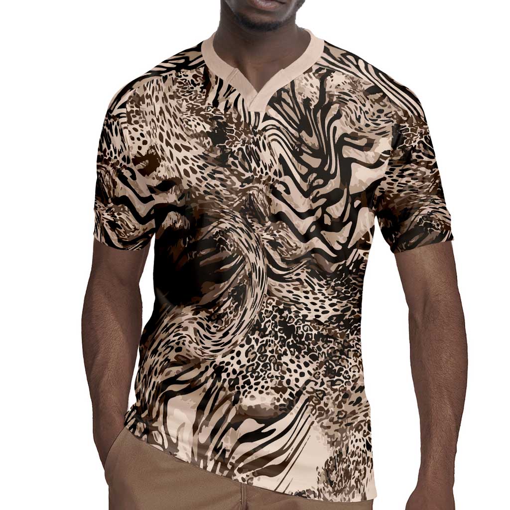 African Safari Zebra Leopard Swirl Pattern Rugby Jersey