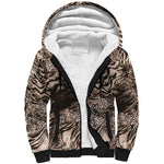 African Safari Zebra Leopard Swirl Pattern Sherpa Hoodie