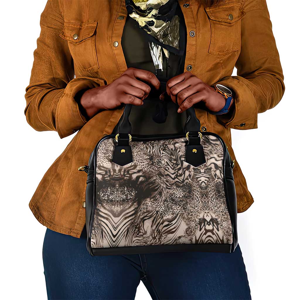 African Safari Zebra Leopard Swirl Pattern Shoulder Handbag