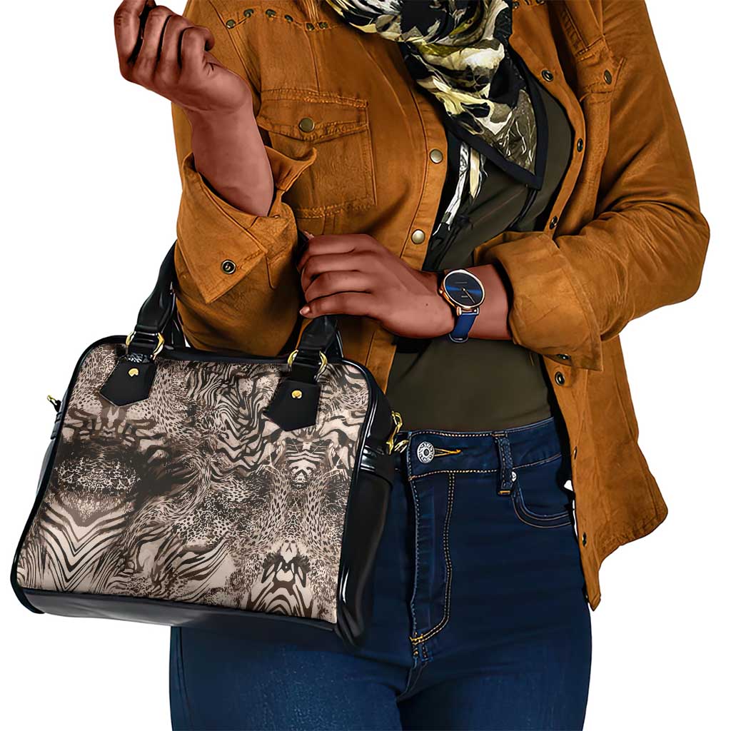 African Safari Zebra Leopard Swirl Pattern Shoulder Handbag