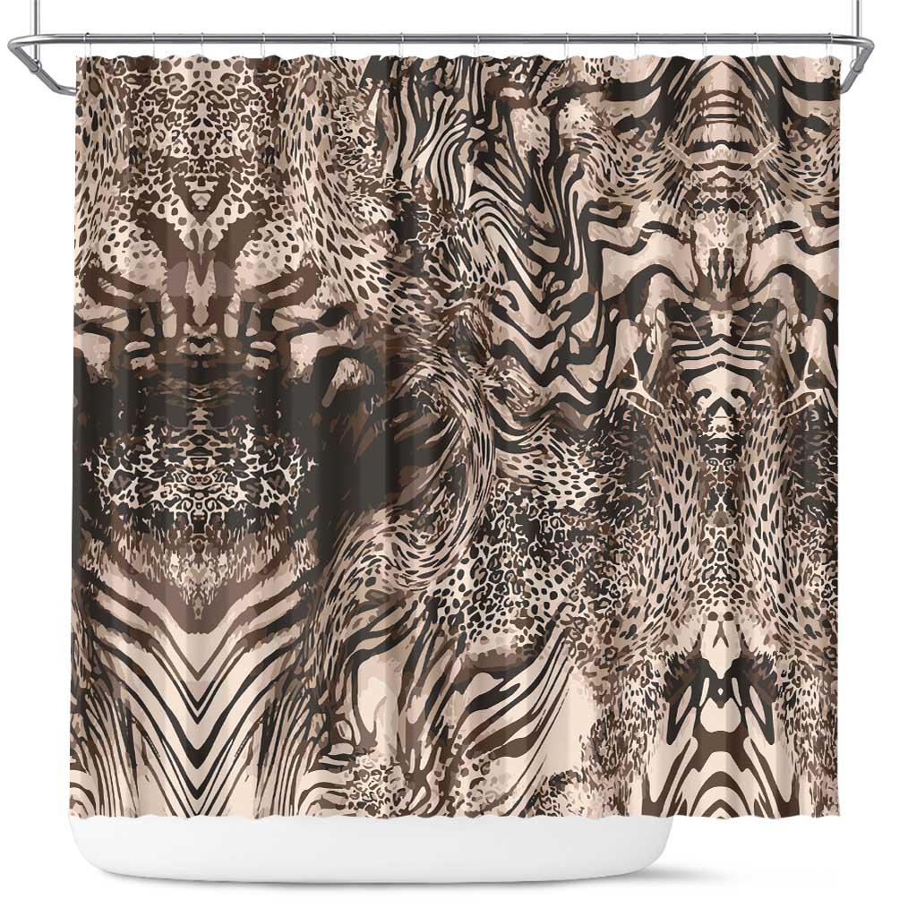 African Safari Zebra Leopard Swirl Pattern Shower Curtain