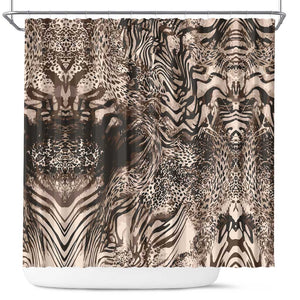 African Safari Zebra Leopard Swirl Pattern Shower Curtain