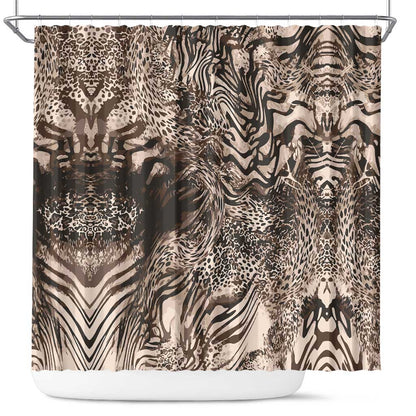African Safari Zebra Leopard Swirl Pattern Shower Curtain