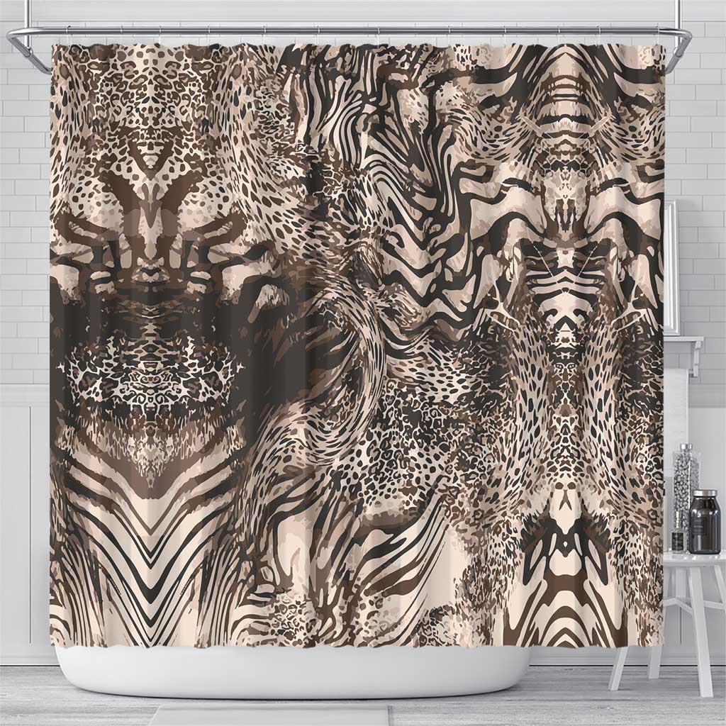 African Safari Zebra Leopard Swirl Pattern Shower Curtain