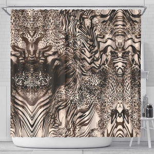 African Safari Zebra Leopard Swirl Pattern Shower Curtain
