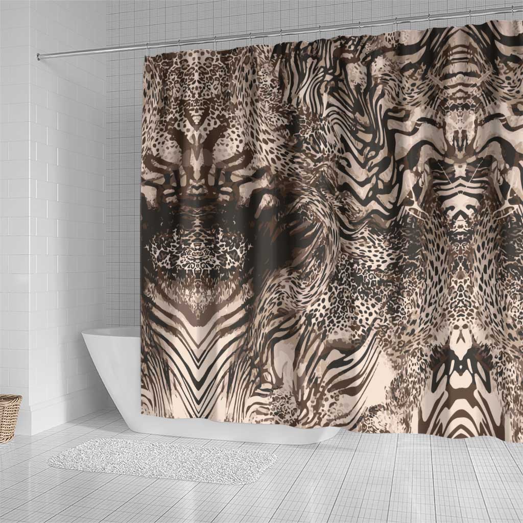 African Safari Zebra Leopard Swirl Pattern Shower Curtain