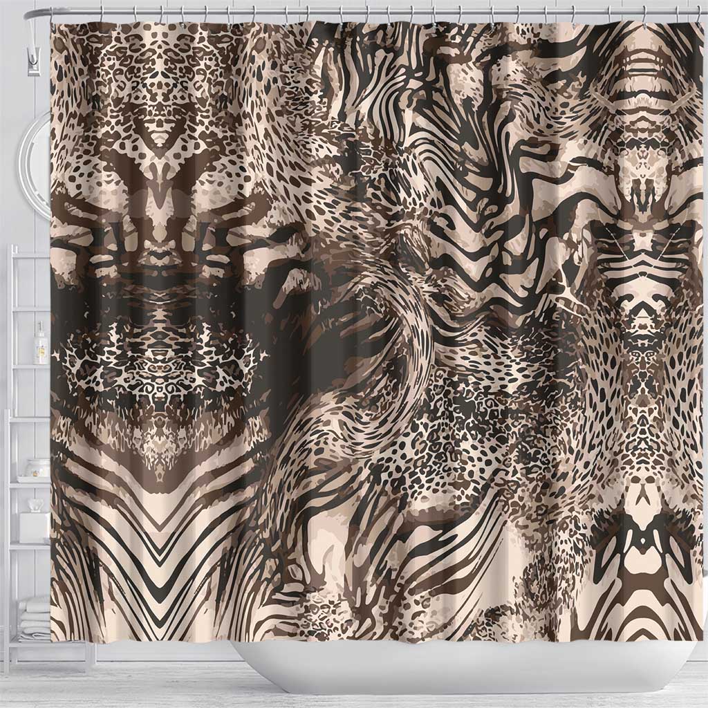 African Safari Zebra Leopard Swirl Pattern Shower Curtain