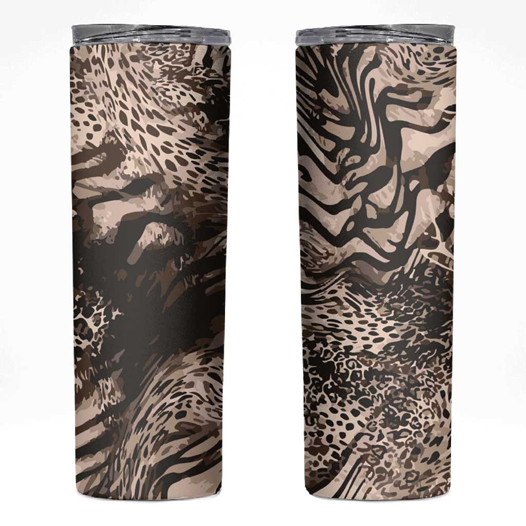 African Safari Zebra Leopard Swirl Pattern Skinny Tumbler