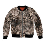 African Safari Zebra Leopard Swirl Pattern Sleeve Zip Bomber Jacket