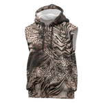 African Safari Zebra Leopard Swirl Pattern Sleeveless Hoodie