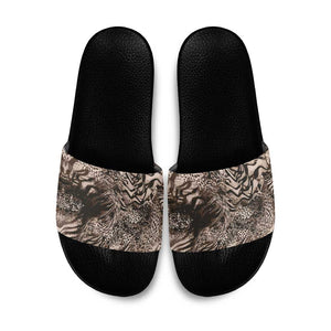 African Safari Zebra Leopard Swirl Pattern Slide Sandals