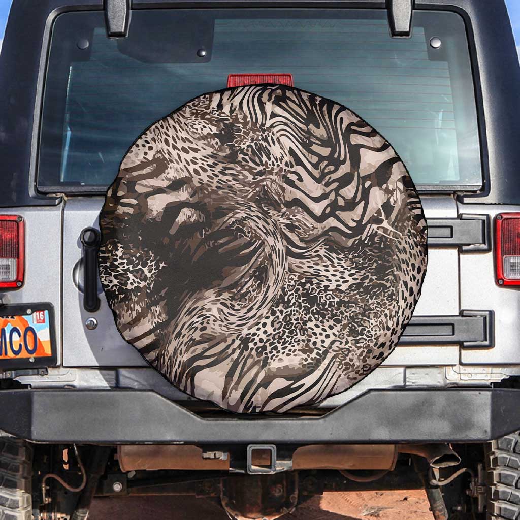 African Safari Zebra Leopard Swirl Pattern Spare Tire Cover
