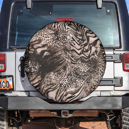 African Safari Zebra Leopard Swirl Pattern Spare Tire Cover