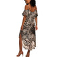 African Safari Zebra Leopard Swirl Pattern Summer Maxi Dress